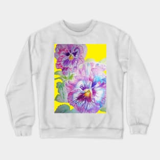 Purple Pansy Watercolor Painting Floral Crewneck Sweatshirt